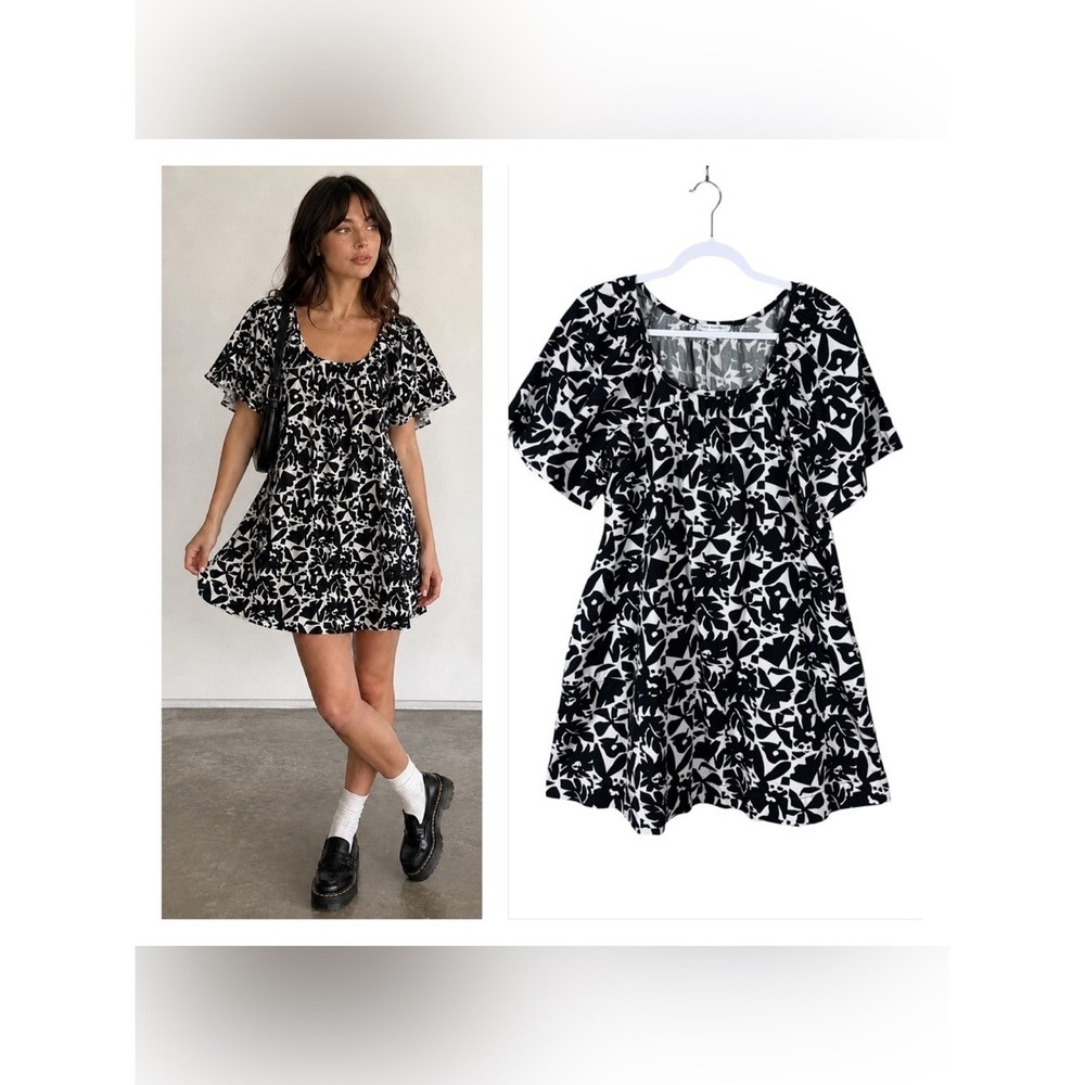 Womens Floral Babydoll Mini Dress Size XS Indie Bohemian Artsy Resort Occasion